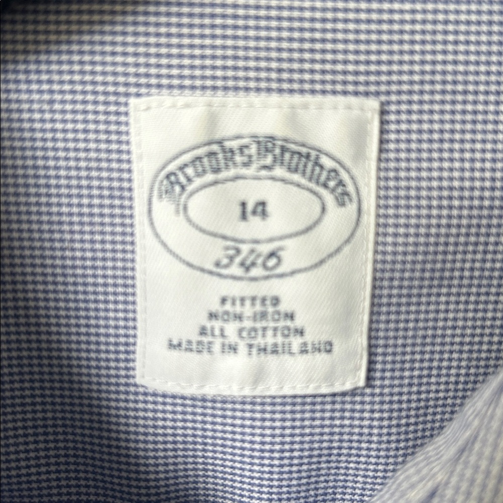 Brooks Brothers fitted ladies blue/white checked size 14 button down shirt - Picture 2 of 9